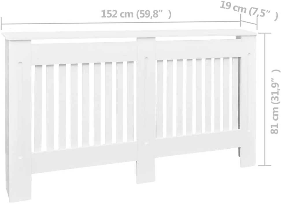 Baltos MDF Grotelės Radiatoriui Paslėpti su Lentyna, 152 cm