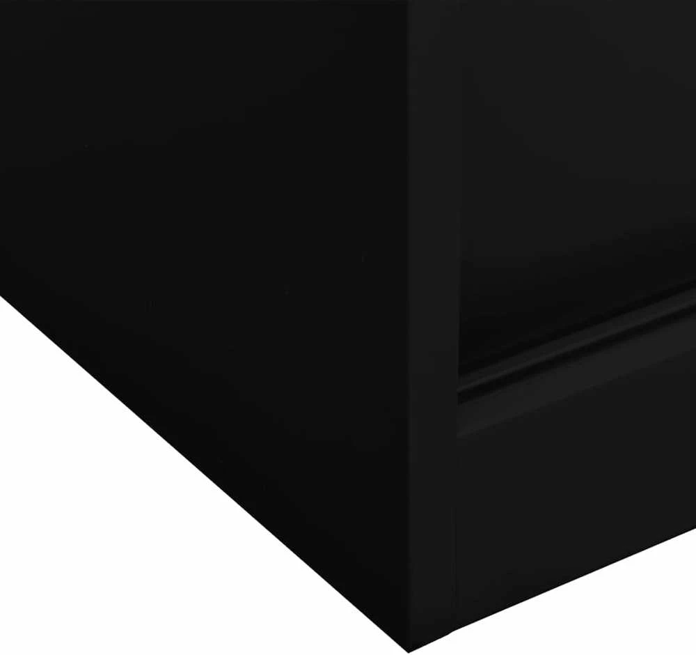 Biuro spintelė su stumdomom durim, juoda, 90x40x90cm, plienas