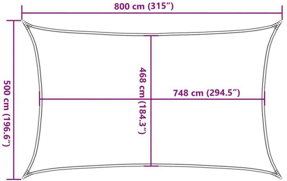 Burė nuo saulės, pilka, 8x5m, 100% oksfordo poliesteris