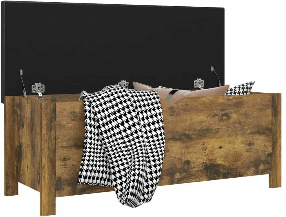 Daiktadėžė su pagalvėle, dūminio ąžuolo, 105x40x45cm, mediena