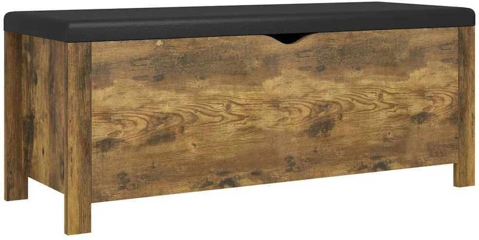 Daiktadėžė su pagalvėle, dūminio ąžuolo, 105x40x45cm, mediena