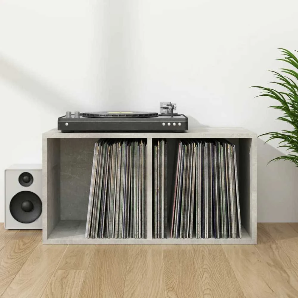 Dėžė vinilinėms plokštelėms, betono pilka, 71x34x36cm, mediena