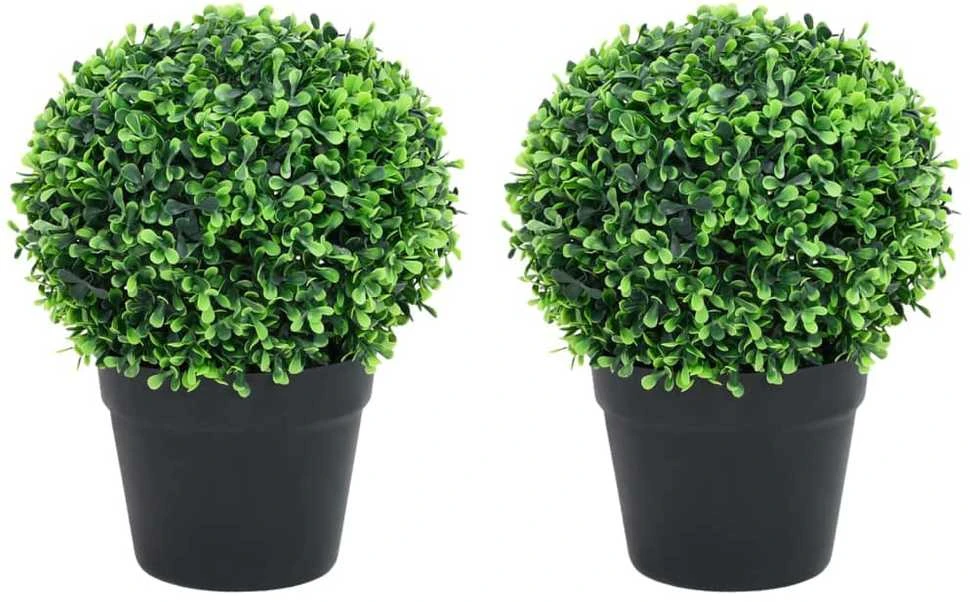 Dirbtiniai buksmedžiai vazonuose, 2vnt., žali, 32cm