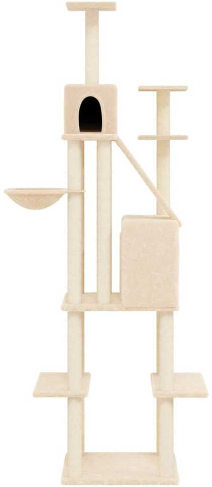 Draskyklė katėms su stovais iš sizalio, kreminės spalvos, 201cm
