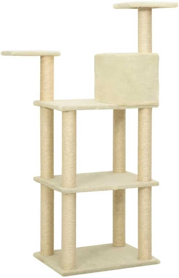 Draskyklė katėms su stovais iš sizalio kreminės spalvos 118,5cm