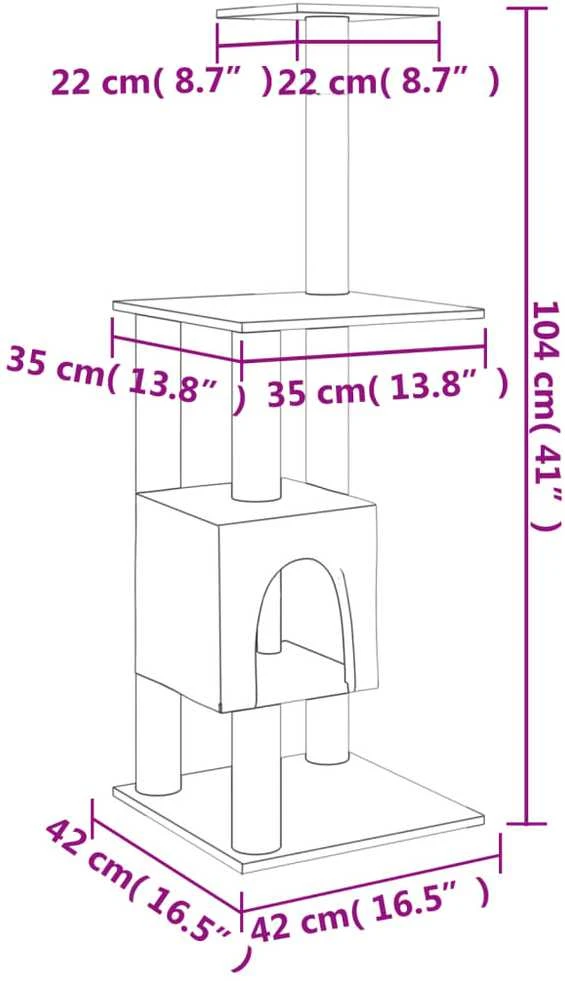 Draskyklė katėms su stovais iš sizalio, kreminės spalvos, 104cm