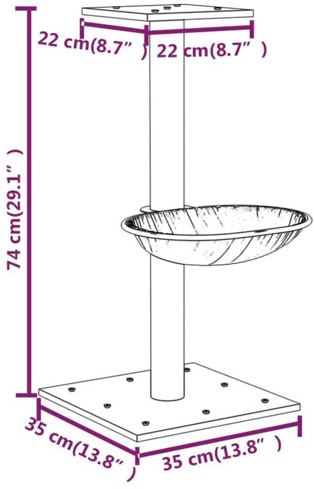 Draskyklė katėms su stovu iš sizalio, kreminės spalvos, 74cm