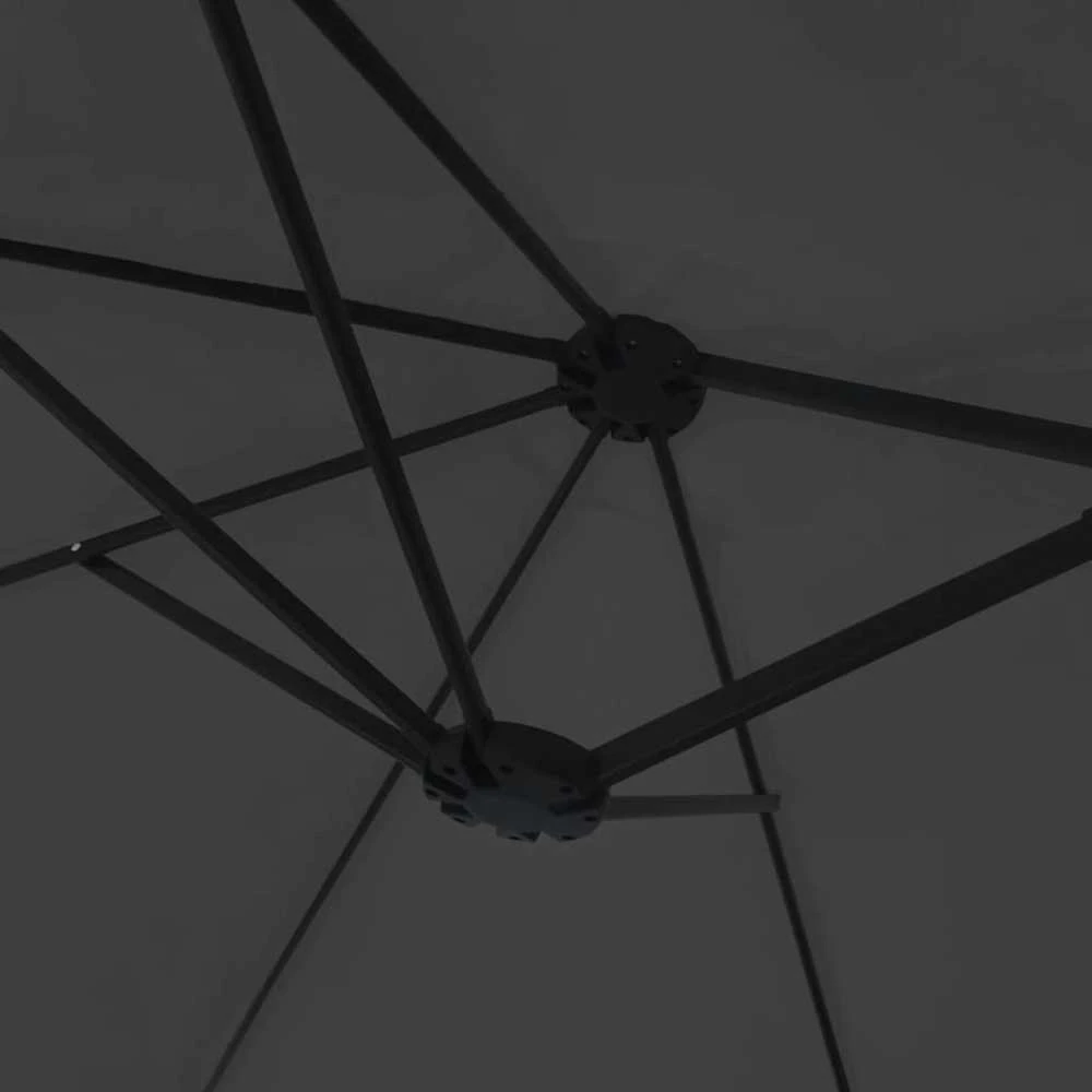 Dvigubas sodo skėtis nuo saulės su LED, juodas, 449x245cm