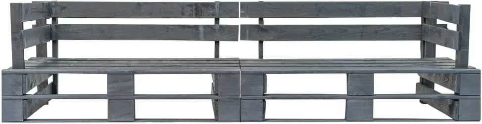 Dvivietė sodo sofa iš palečių, pilkos spalvos, mediena