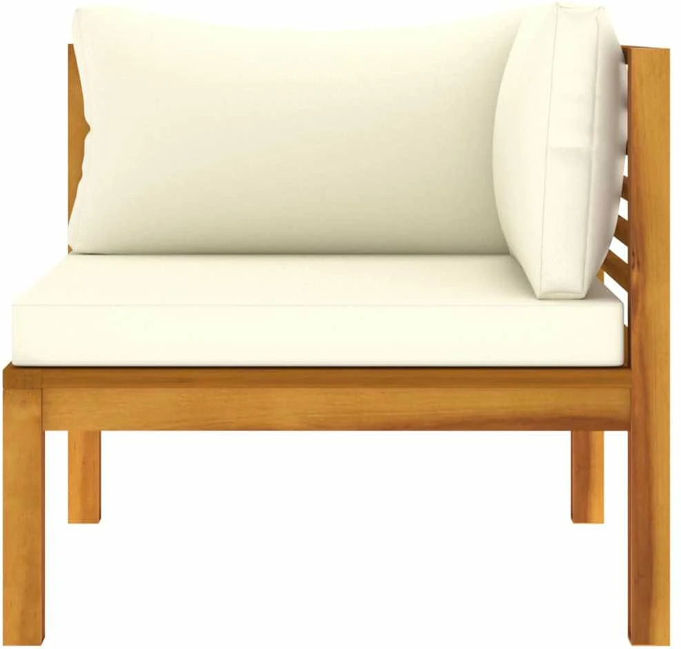 Dvivietė sodo sofa su kreminėmis pagalvėlėmis, akacijos masyvas