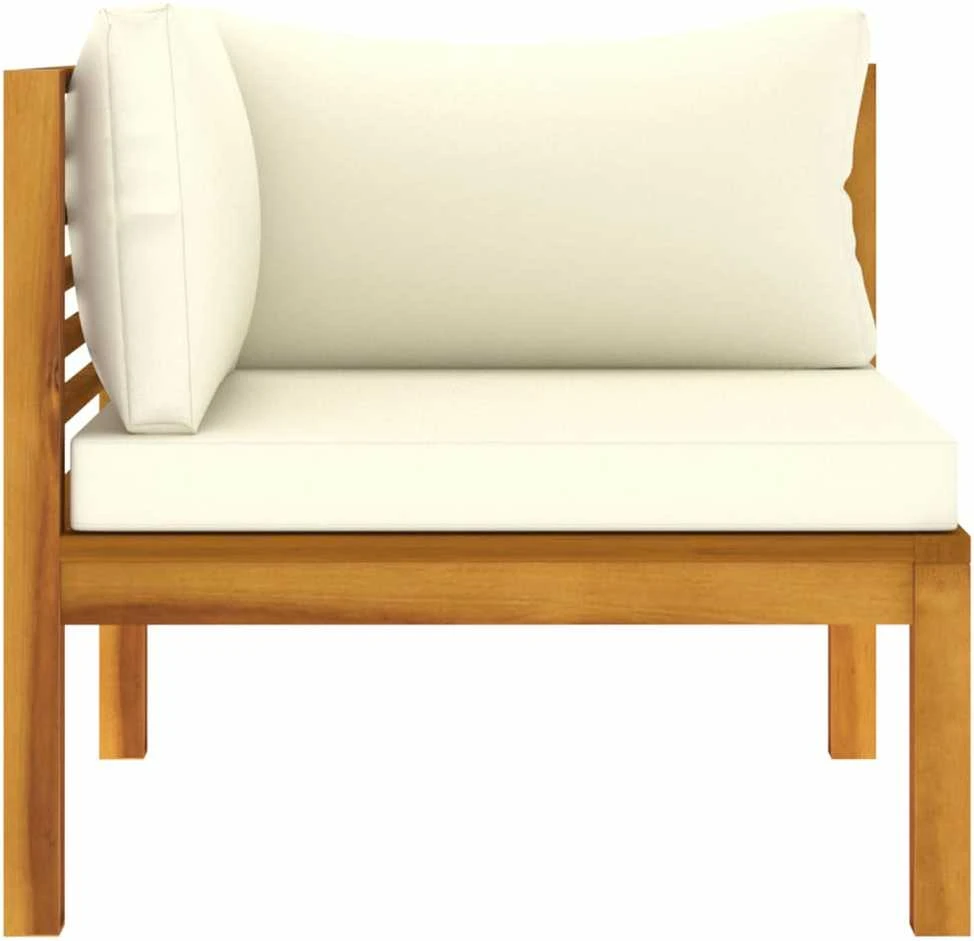 Dvivietė sodo sofa su kreminėmis pagalvėlėmis, akacijos masyvas
