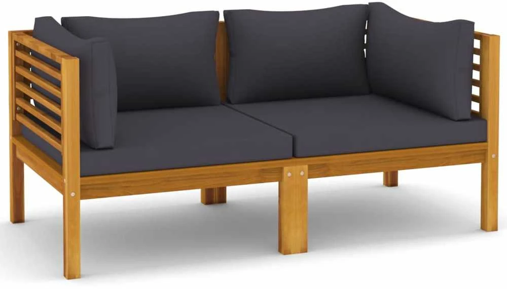 Dvivietė sodo sofa su pagalvėlėmis, akacijos medienos masyvas