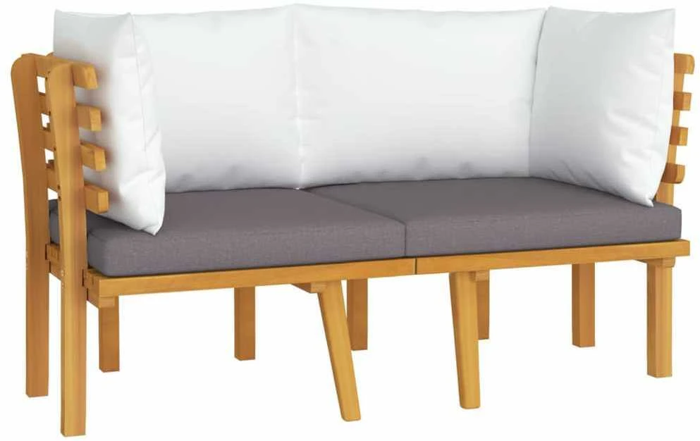 Dvivietė sodo sofa su pagalvėlėmis, akacijos medienos masyvas
