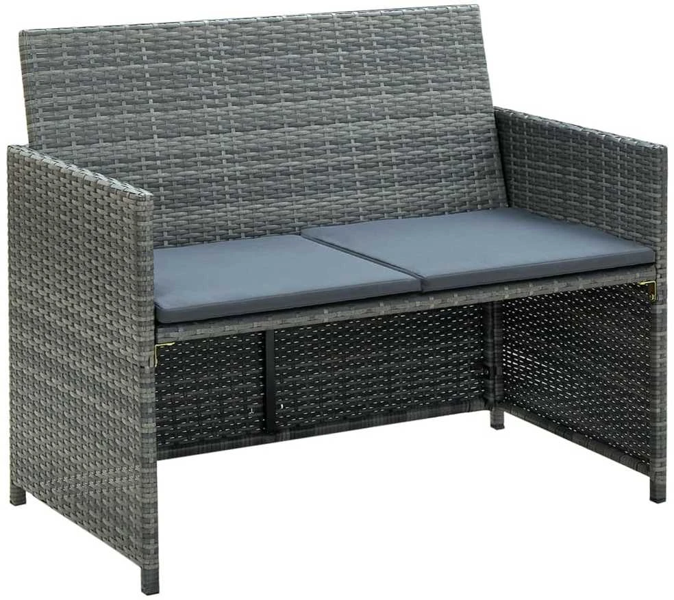 Dvivietė sodo sofa su pagalvėlėmis, rudos spalvos, poliratanas