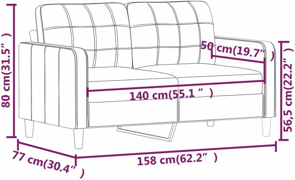 Dvivietė sofa, kapučino spalvos, 140cm, dirbtinė oda