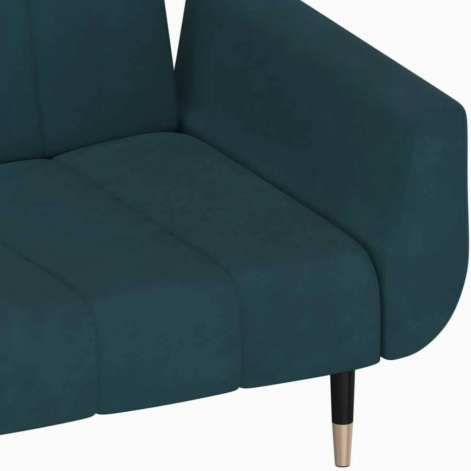 Dvivietė sofa-lova su dvejomis pagalvėmis, mėlyna, aksomas