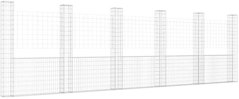 Gabionų krepšiai su 6 kolonomis, 620x20x200cm, geležis