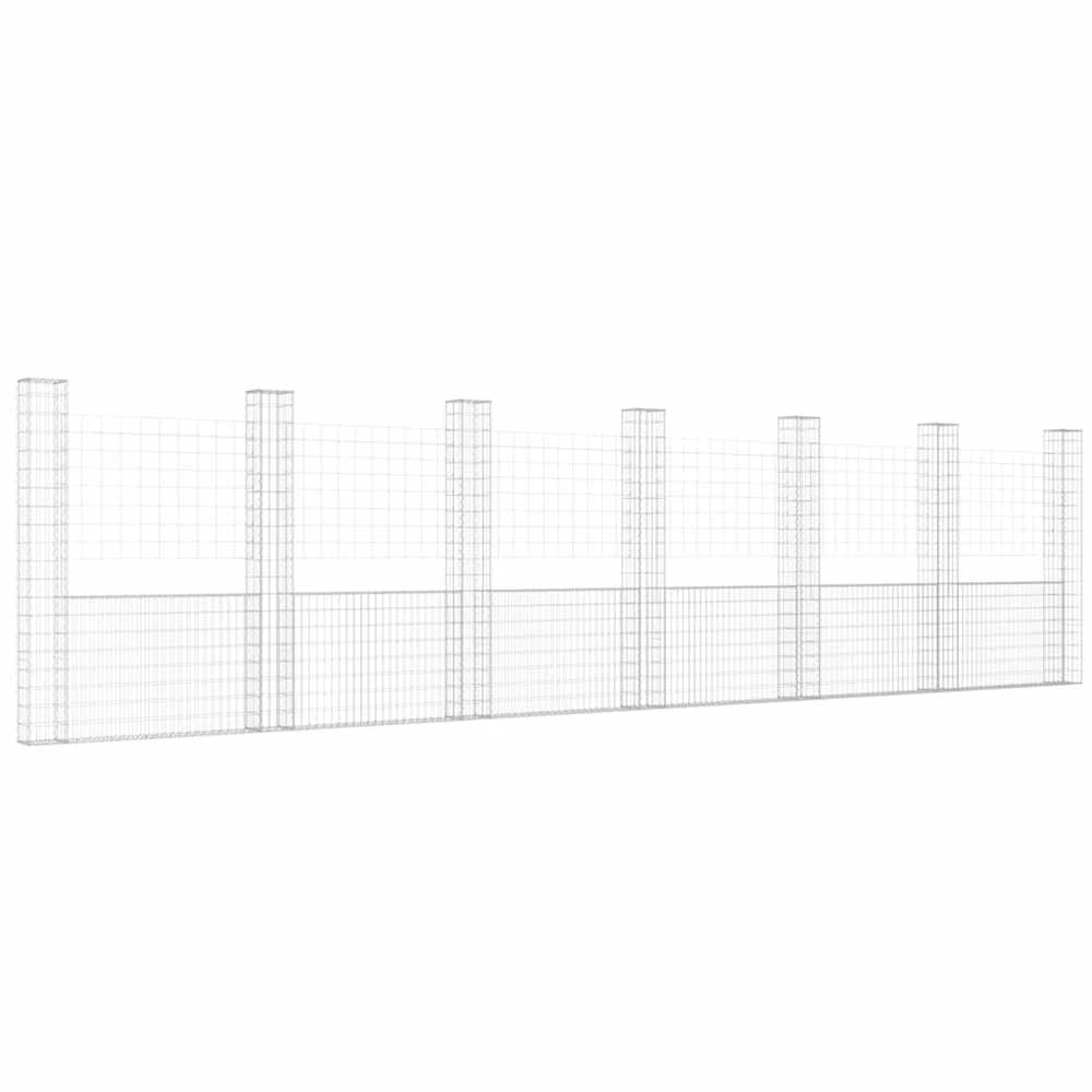 Gabionų krepšiai su 7 kolonomis, 740x20x200cm, geležis