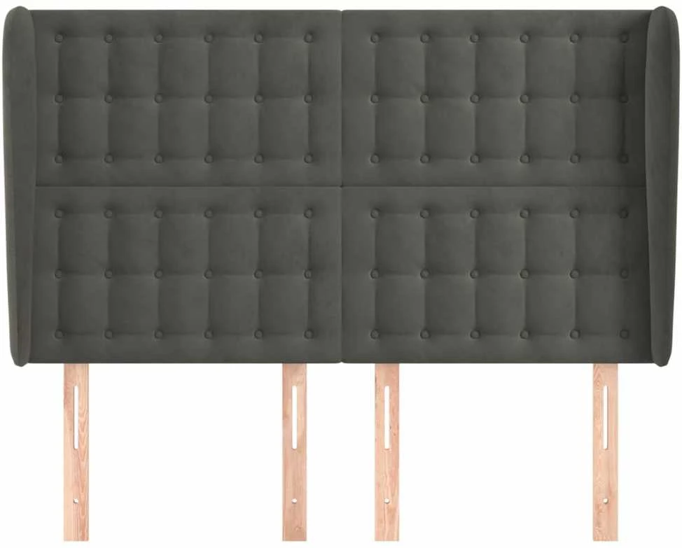 Galvūgalis su auselėmis, pilkas, 147x23x118/128cm, aksomas