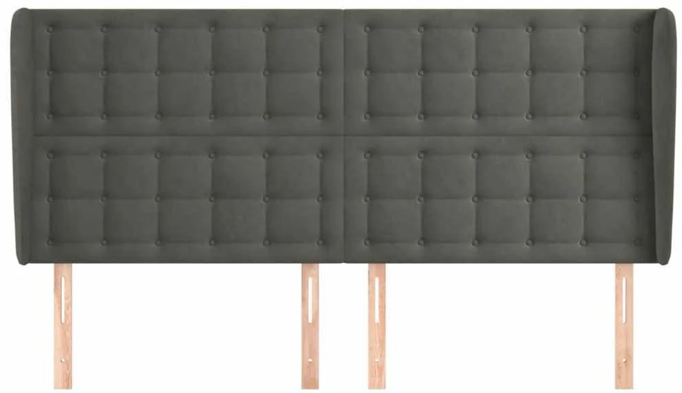 Galvūgalis su auselėmis, pilkas, 183x23x118/128cm, aksomas