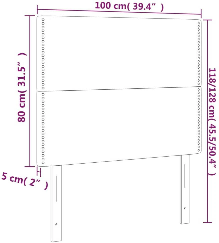 Galvūgalis su LED, juodos spalvos, 100x5x118/128cm dirbtinė oda