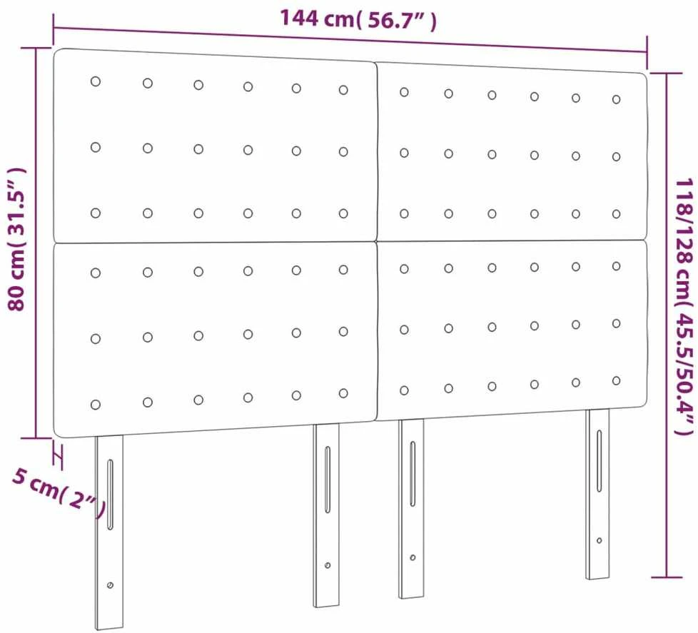 Galvūgalis su LED, juodos spalvos, 144x5x118/128cm dirbtinė oda