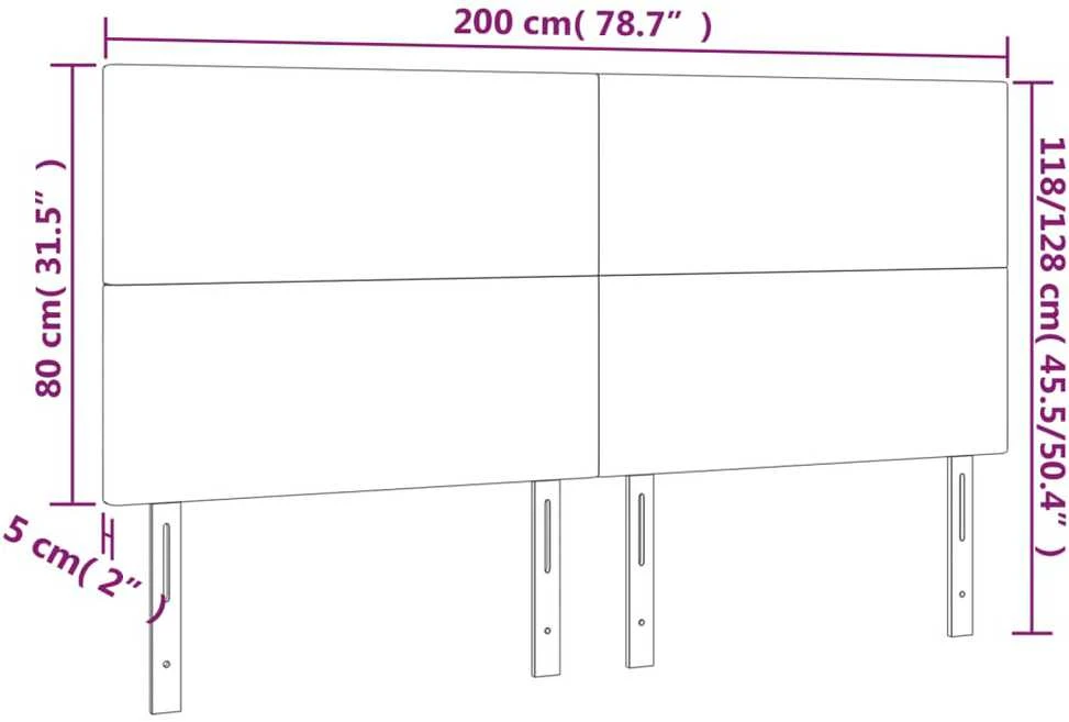 Galvūgalis su LED, juodos spalvos, 200x5x118/128 cm