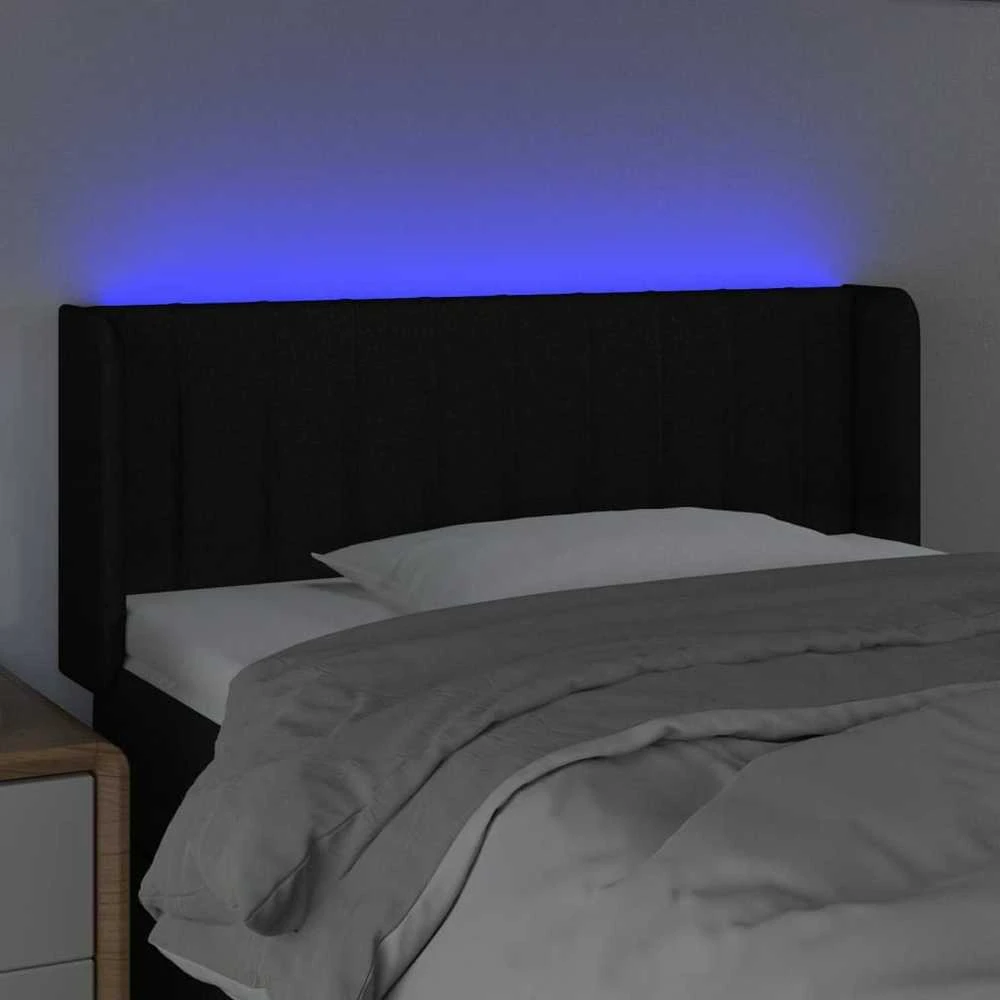 Galvūgalis su LED, juodos spalvos, 83x16x78/88cm, audinys