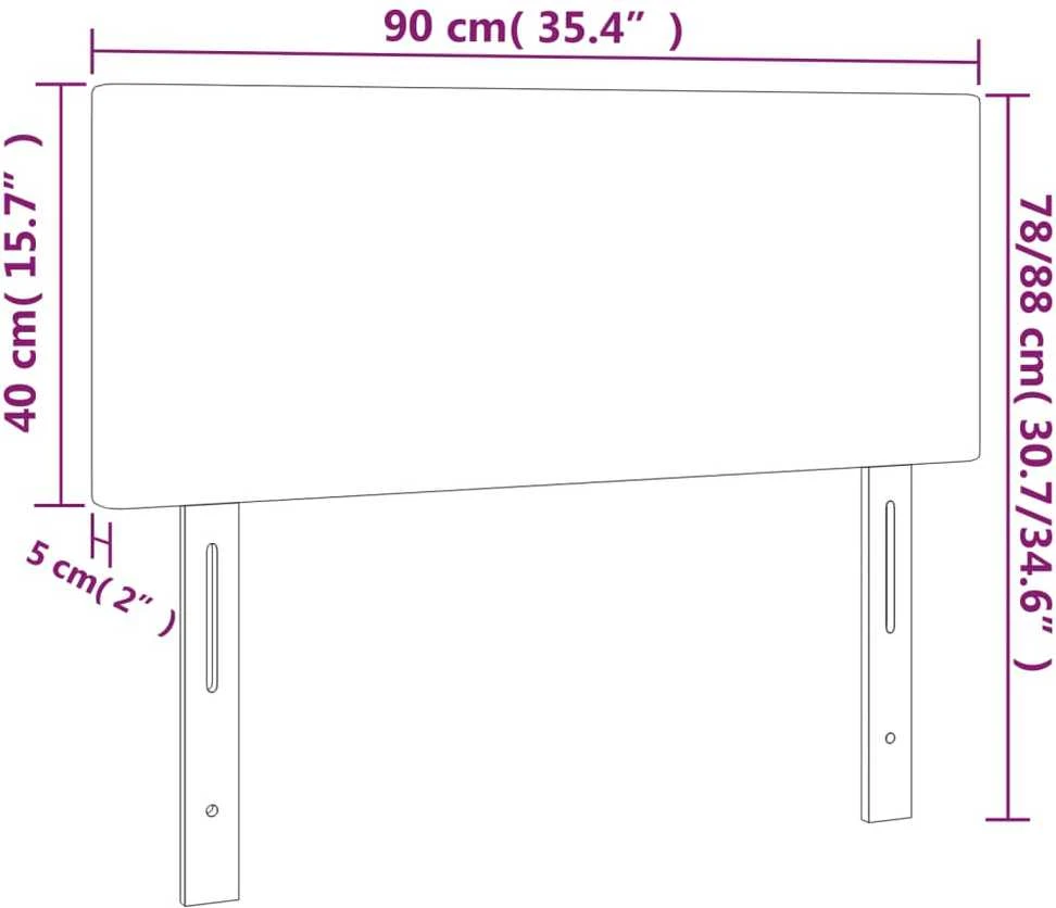 Galvūgalis su LED, juodos spalvos, 90x5x78/88cm, dirbtinė oda