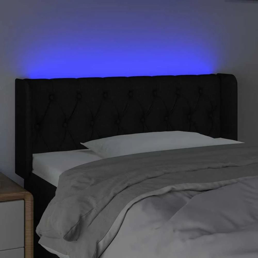 Galvūgalis su LED, juodos spalvos, 93x16x78/88cm, audinys