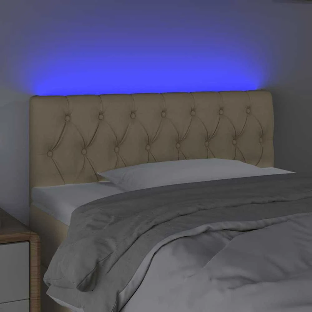 Galvūgalis su LED, kreminės spalvos, 100x7x78/88cm, audinys