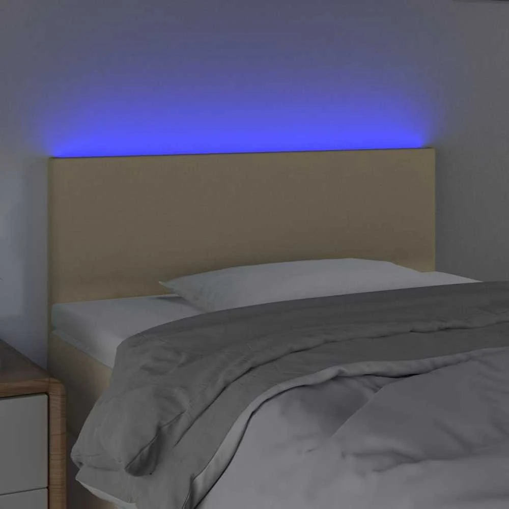 Galvūgalis su LED, kreminės spalvos, 90x5x78/88cm, audinys