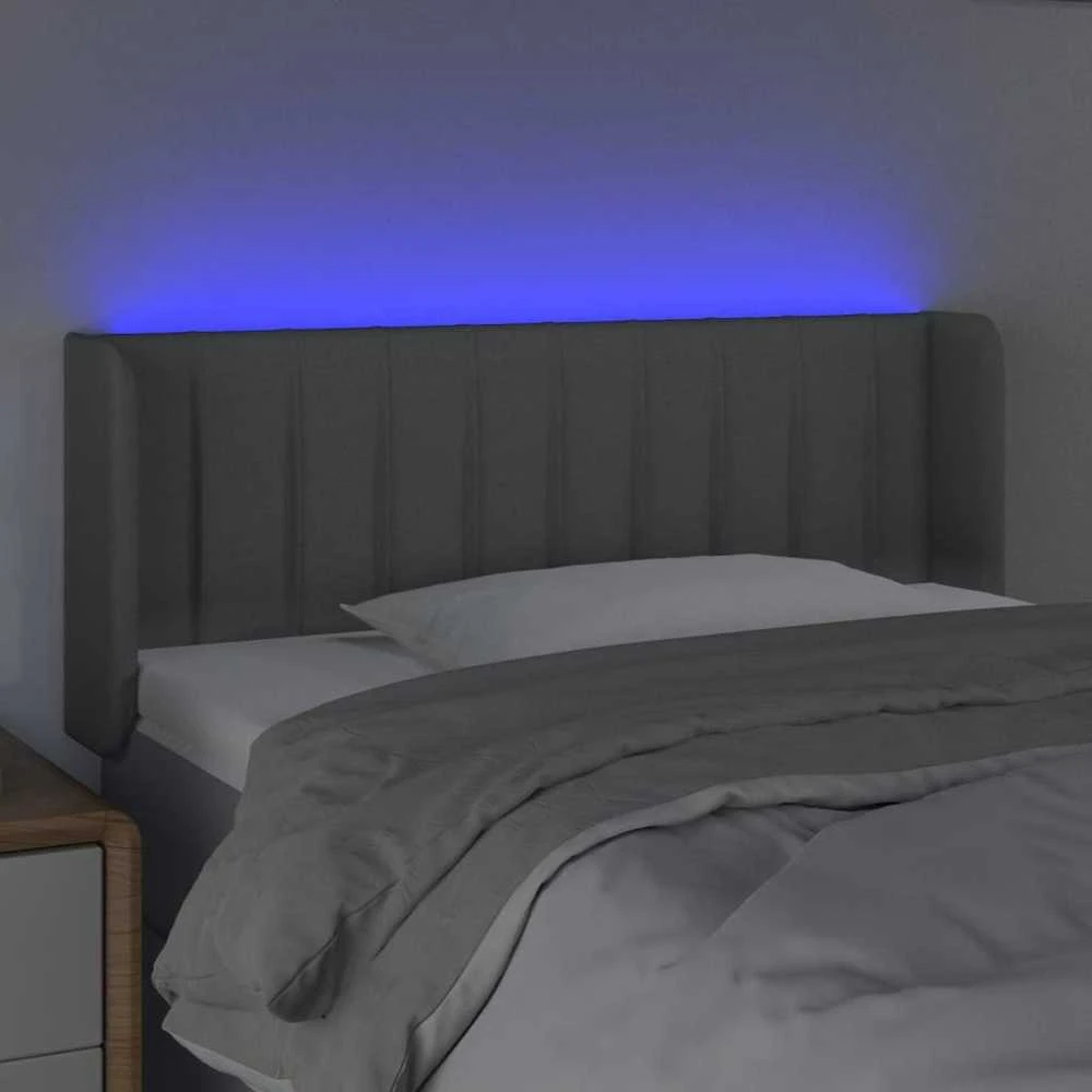 Galvūgalis su LED, šviesiai pilkas, 103x16x78/88cm, audinys