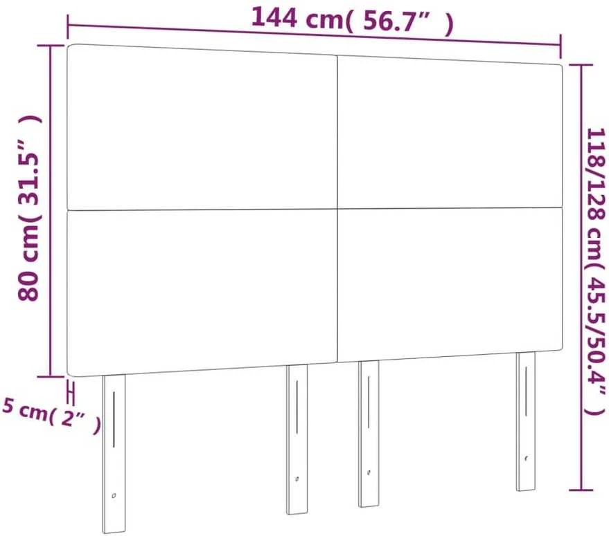 Galvūgalis su LED, šviesiai pilkas, 144x5x118/128cm, audinys