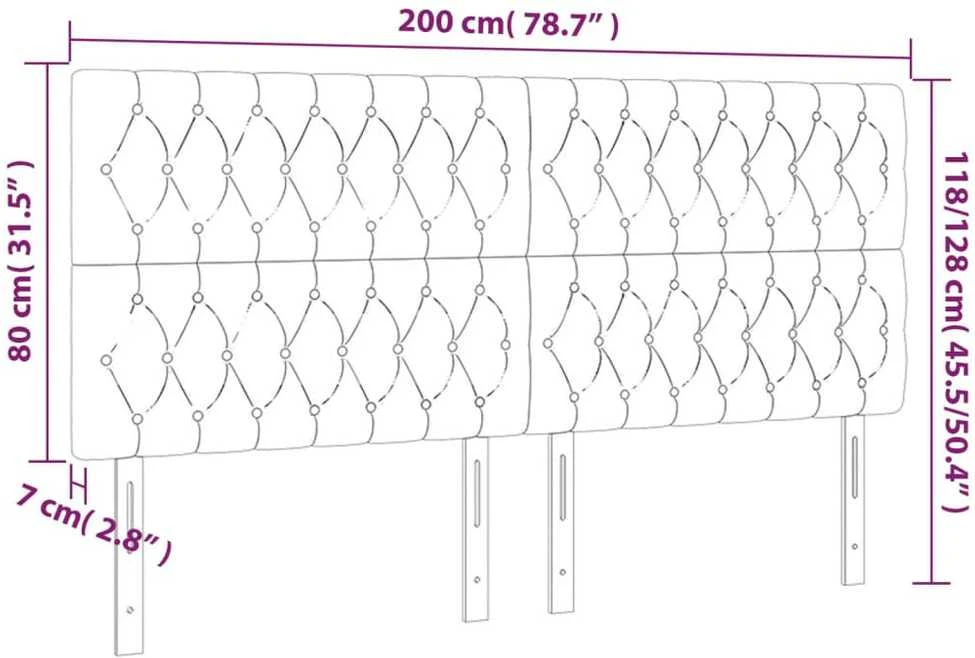 Galvūgalis su LED, šviesiai pilkas, 200x7x118/128cm, audinys