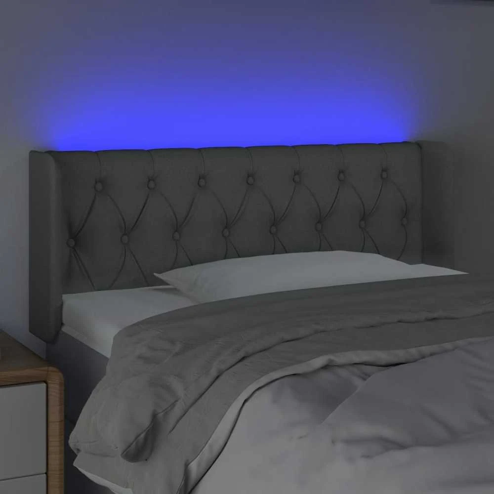 Galvūgalis su LED, šviesiai pilkas, 93x16x78/88cm, audinys