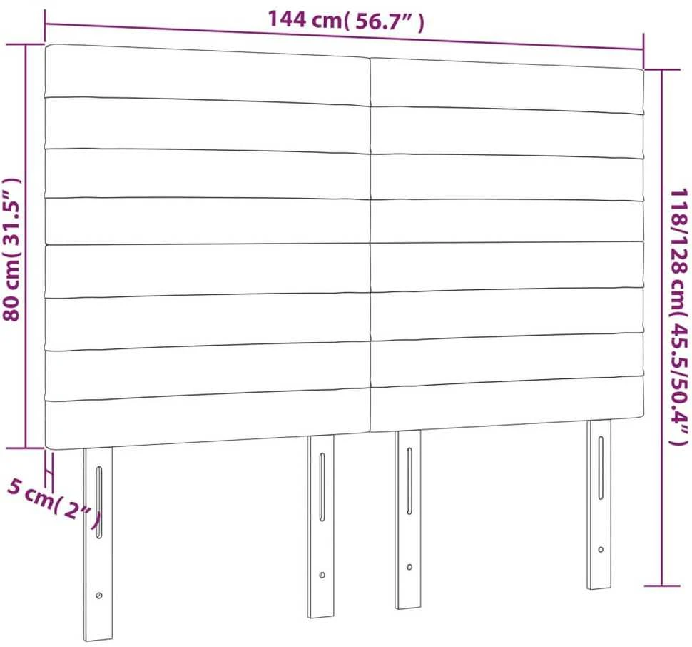 Galvūgalis su LED, tamsiai pilkas, 144x5x118/128cm, aksomas