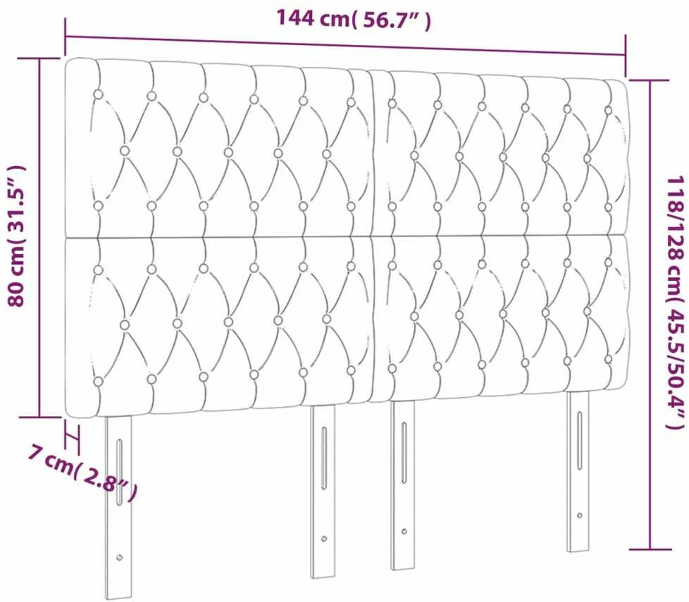 Galvūgalis su LED, tamsiai pilkas, 144x7x118/128cm, aksomas