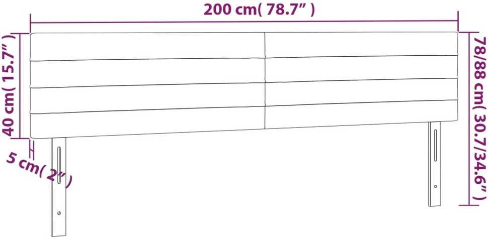 Galvūgalis su LED, tamsiai pilkas, 200x5x78/88cm, audinys