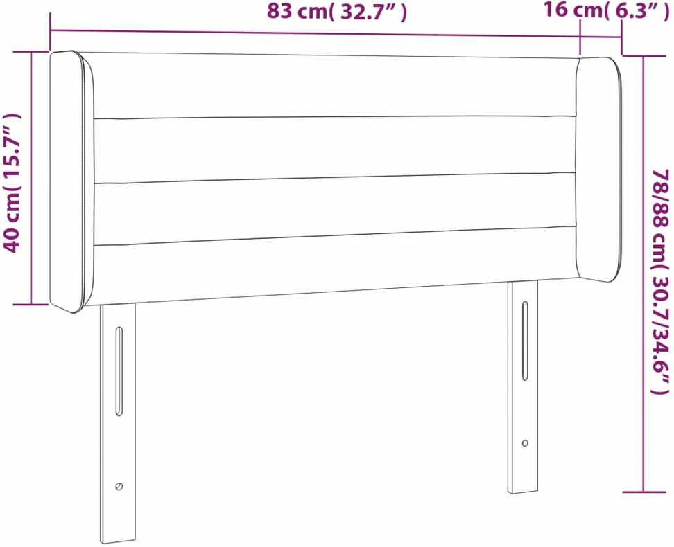 Galvūgalis su LED, tamsiai pilkas, 83x16x78/88cm, audinys