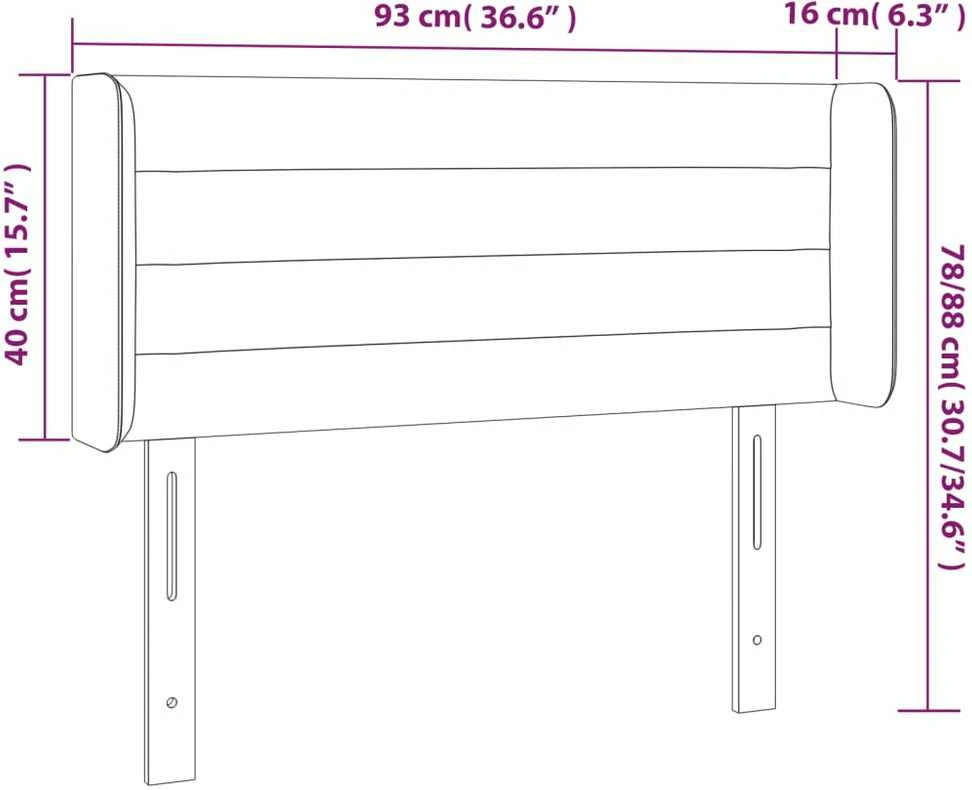 Galvūgalis su LED, tamsiai pilkas, 93x16x78/88cm, audinys