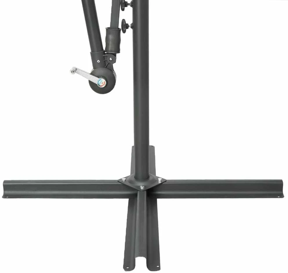 Gembinis skėtis su LED ir plieniniu stulpu, juodas, 300cm