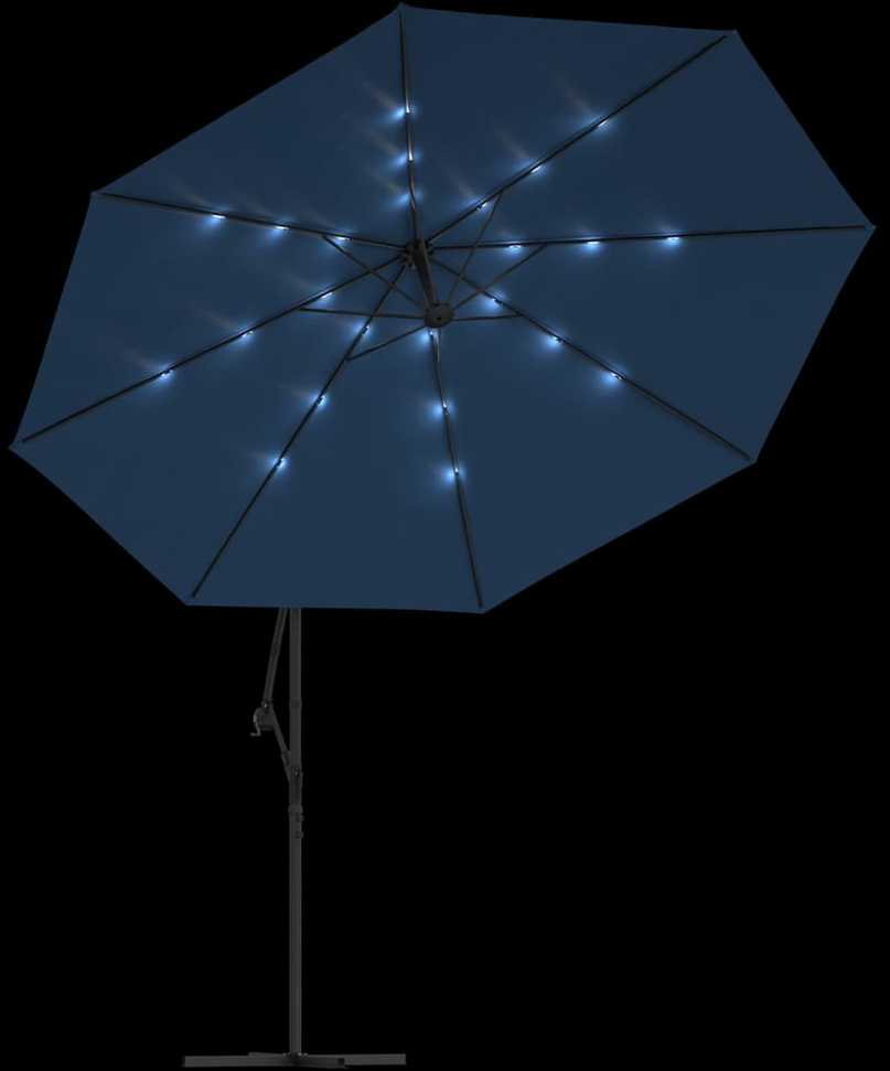 Gembinis sodo skėtis nuo saulės su LED, tamsiai mėlynas, 350cm