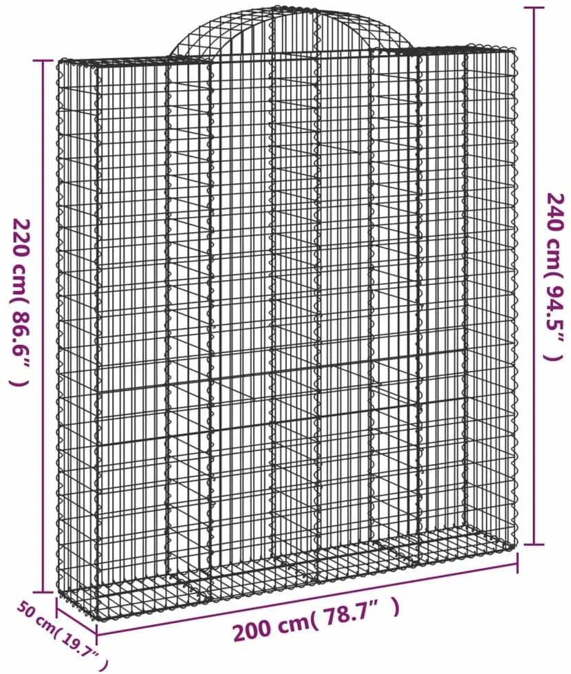 Išlenkti gabiono krepšiai, 3vnt., 200x50x220/240cm, geležis
