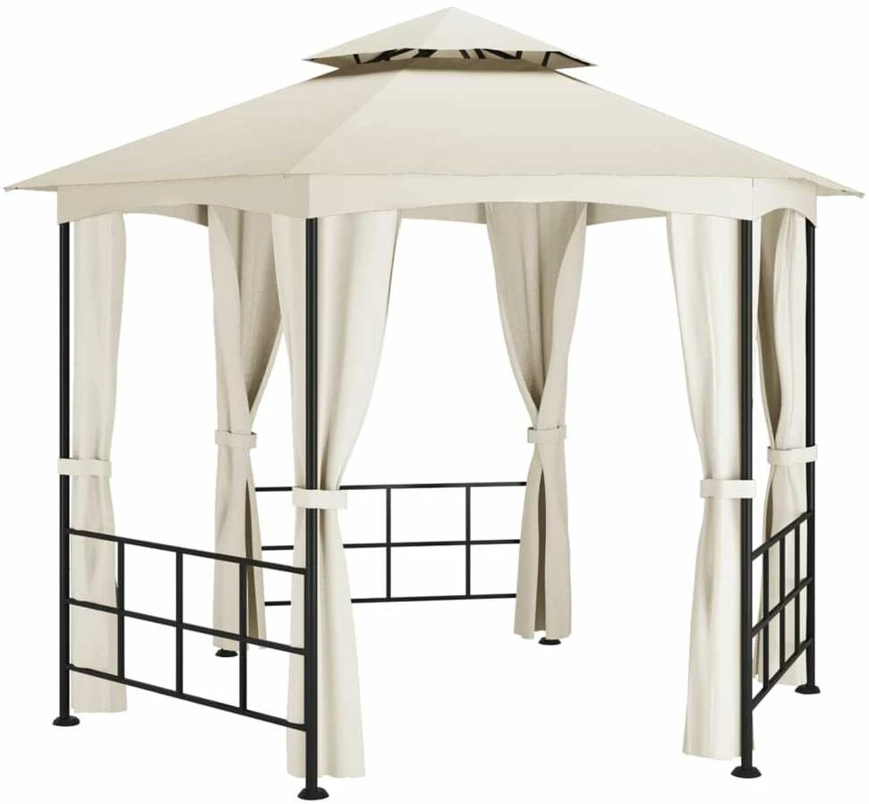 Išskleidžiama pavėsinė su šoninėmis sienomis, kreminė spalva, 3,1x2,7m