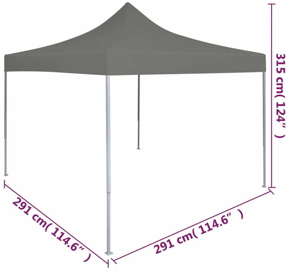 Išskleidžiama proginė palapinė, antracito sp., 3x3 m