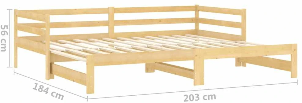 Ištraukiama lova, 2x(90x200)cm, pušies medienos masyvas