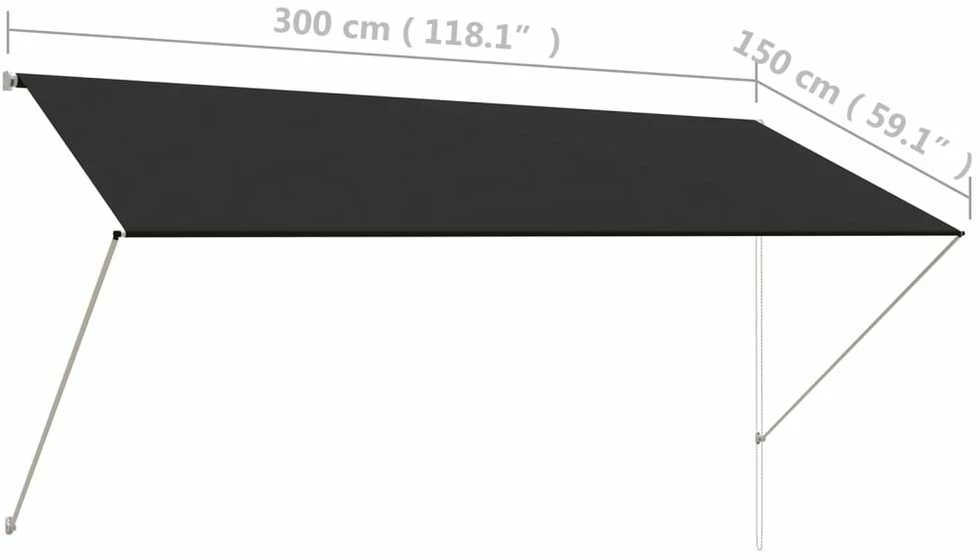 Ištraukiama markizė, antracito spalvos, 300x150 cm