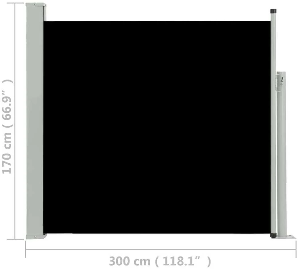 Ištraukiama šoninė kiemo pertvara, juodos spalvos, 170x300cm