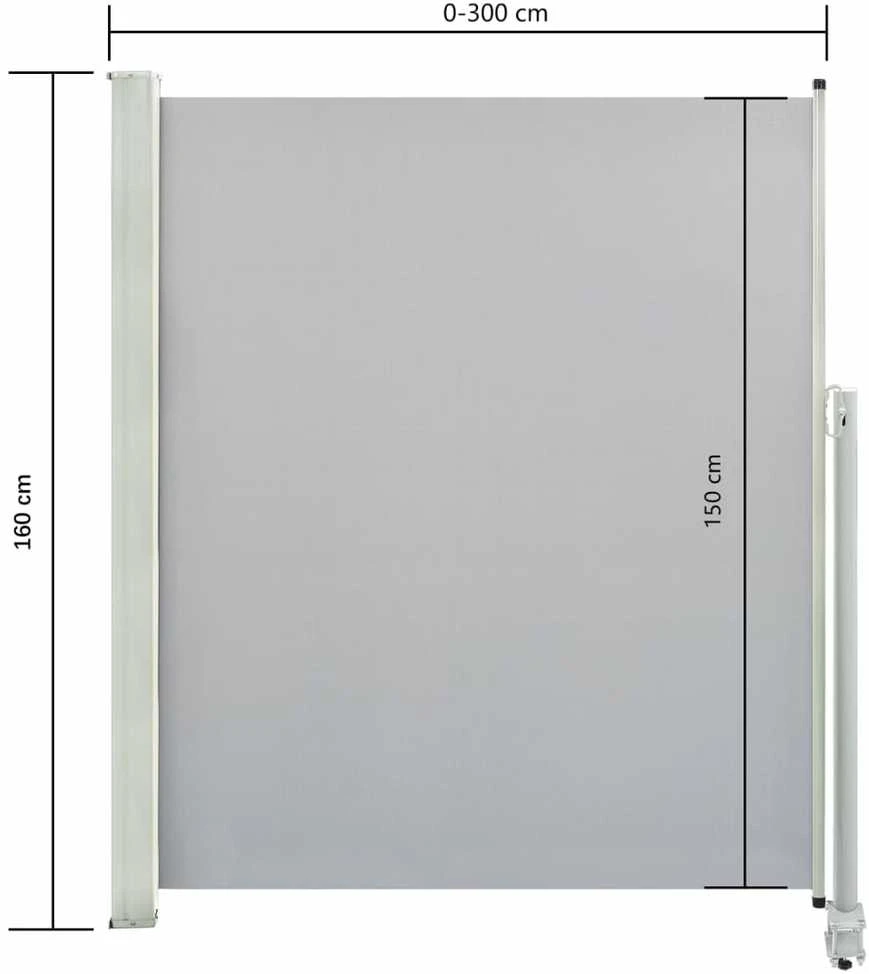 Ištraukiama šoninė kiemo pertvara, pilkos spalvos, 160x300cm